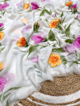 Load image into Gallery viewer, New Wedding Wear White Color Georgette Handbrush Print n Handwork Fancy Designer Saree With Blouse