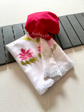 Load image into Gallery viewer, Beautiful Partywear White Colour Soft Georgette Handbrush Print With Siroski Cut Work Fancy Designer Saree