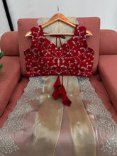 Load image into Gallery viewer, New Golden Color Partywear Silk Fabric Sequence n Embroidered Fancy Designer Saree With Unstitched Blouse