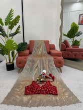 Load image into Gallery viewer, New Golden Color Partywear Silk Fabric Sequence n Embroidered Fancy Designer Saree With Unstitched Blouse