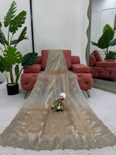 Load image into Gallery viewer, New Golden Color Partywear Silk Fabric Sequence n Embroidered Fancy Designer Saree With Unstitched Blouse