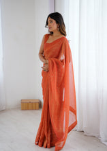 Load image into Gallery viewer, Effervescent Party Wear Tissue Silk Stone Work Designer Saree With Matching Unstitched Blouse