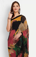Load image into Gallery viewer, New Party Wear Multi color Chiffon Print n Sequence Work Fancy Designer Saree With Embroidered Blouse