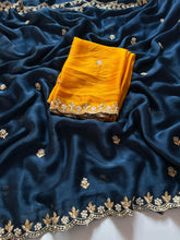 Load image into Gallery viewer, New Partywear Satin Chiffon Embroidery n Diamond Work Fancy Designer Saree With Blouse