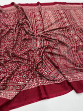 Load image into Gallery viewer, Redolent Function Wear Pure Soft Crape Silk Ajrak Printed Rich Pallu Fancy Designer Saree For Women