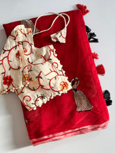 Load image into Gallery viewer, Scrupulous Function Wear Chanderi Cotton Embroidery n Tussels Work Fancy Designer Saree With Stitched Blouse