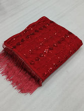 Load image into Gallery viewer, Partywear Red Color Soft Net Sequence Work Fancy Designer Saree With Embroidered Blouse