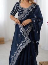 Load image into Gallery viewer, Desirable Party Wear Silk Thread n Sequence Work Fancy Designer Saree With Unstitched Blouse