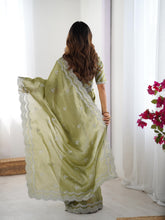 Load image into Gallery viewer, Desirable Party Wear Silk Thread n Sequence Work Fancy Designer Saree With Unstitched Blouse