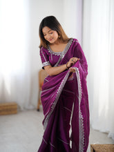 Load image into Gallery viewer, Glamorous Function Wear Silk Thread n Sequence Work Fancy Designer Saree With Unstitched Blouse