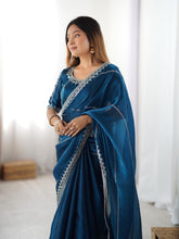 Load image into Gallery viewer, Glamorous Function Wear Silk Thread n Sequence Work Fancy Designer Saree With Unstitched Blouse