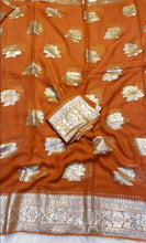 Load image into Gallery viewer, Gorgeous Function Wear Viscose Georgette Jacquard Zari Work Saree With Blouse Piece