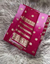 Load image into Gallery viewer, Latest Wedding wear Rani n Pink Pedding Color Viscose Georgette Jacquard Weaving Work Designer Saree