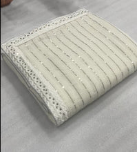 Load image into Gallery viewer, Latest White Color Georgette Sequence Work Fancy Design Partywear Saree