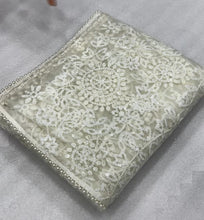 Load image into Gallery viewer, Splendorous Party Wear White Colour Net Heavy Embroidery Work Fancy Designer Saree With Blouse Piece