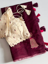 Load image into Gallery viewer, Scrupulous Function Wear Chanderi Cotton Embroidery n Tussels Work Fancy Designer Saree With Stitched Blouse