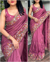 Load image into Gallery viewer, New Wedding wear Slub Silk Emboridred n Cut Work Fancy Designer Saree