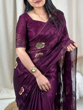 Load image into Gallery viewer, New Sitara Chiffon Siroski n Embroidery Work Fancy Designer Partywear Saree With Blouse