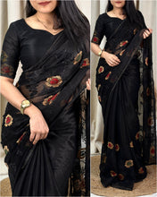 Load image into Gallery viewer, New Sitara Chiffon Siroski n Embroidery Work Fancy Designer Partywear Saree With Blouse
