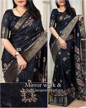 Load image into Gallery viewer, Wedding wear Muslin Cotton Jacquard With Mirror n Tussles Work Fancy Designer Saree