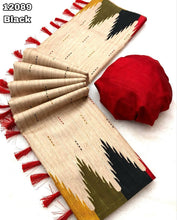 Load image into Gallery viewer, New Cream Color Handloom Tussar Silk Print With Tussels Work Wedding wear Fancy Designer Saree