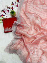 Load image into Gallery viewer, New Partywear Fancy Designer Silk Fabric With Beautiful Embroidered n Sequence Work Saree With Blouse