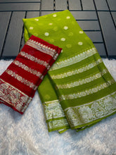 Load image into Gallery viewer, Latest Function wear Viscose Georgette Jacquard Weaving Work Fancy Designer Saree