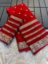 Load image into Gallery viewer, Latest Function wear Viscose Georgette Jacquard Weaving Work Fancy Designer Saree