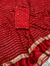 Load image into Gallery viewer, Latest Festive wear Red Color Viscose Georgette Jacquard Weaving Work Designer Saree