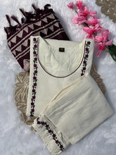 Load image into Gallery viewer, New Function Wear Off White Color Embroidery Work Designer Straight Kurta With Trouser n Dupatta Set