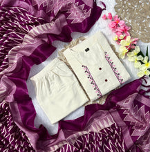 Load image into Gallery viewer, New Wedding Wear Off White Color Embroidery Work Designer Straight Kurta With Trouser n Dupatta Set