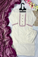 Load image into Gallery viewer, New Wedding Wear Off White Color Embroidery Work Designer Straight Kurta With Trouser n Dupatta Set