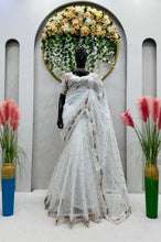 Load image into Gallery viewer, New Partywear Organza Silk Sequence n Emboridered Work Fancy Designer Saree With Unstitched Blouse