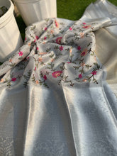 Load image into Gallery viewer, Festive wear Silver Color Banarasi TIssue Silk Emboidery Work Fancy Designer Saree With Blouse