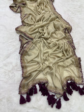 Load image into Gallery viewer, New Golden Color Sequence Lace Cut Work Fancy Designer Partywear Saree Design With Blouse Piece