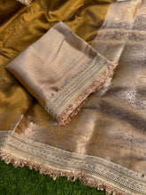 Load image into Gallery viewer, New Golden Color Banarasi Tissue Silk Jacquard n Lace Work Fancy Designer Partywear Saree