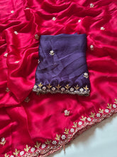 Load image into Gallery viewer, New Partywear Satin Chiffon Embroidery n Diamond Work Fancy Designer Saree With Blouse