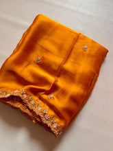Load image into Gallery viewer, New Partywear Satin Chiffon Embroidery n Diamond Work Fancy Designer Saree With Blouse