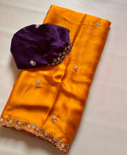 Load image into Gallery viewer, New Partywear Satin Chiffon Embroidery n Diamond Work Fancy Designer Saree With Blouse