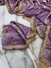 Load image into Gallery viewer, New Partywear Rich Silk Purple Color Designer Lace Work Fancy Saree With Embroidered Unstitched Blouse Piece