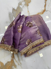 Load image into Gallery viewer, New Partywear Rich Silk Purple Color Designer Lace Work Fancy Saree With Embroidered Unstitched Blouse Piece