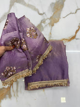 Load image into Gallery viewer, New Partywear Rich Silk Purple Color Designer Lace Work Fancy Saree With Embroidered Unstitched Blouse Piece