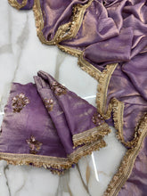 Load image into Gallery viewer, New Partywear Rich Silk Purple Color Designer Lace Work Fancy Saree With Embroidered Unstitched Blouse Piece
