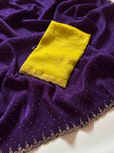 Load image into Gallery viewer, New Crush Chiffon Stone Work Partywear Fancy Designer Saree With Blouse