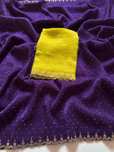 Load image into Gallery viewer, New Crush Chiffon Stone Work Partywear Fancy Designer Saree With Blouse