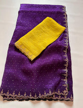 Load image into Gallery viewer, New Crush Chiffon Stone Work Partywear Fancy Designer Saree With Blouse