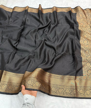 Load image into Gallery viewer, New Wedding Wear Black Color Soft Banarasi Silk Jacquared Zari Weaving Fancy Designer Saree