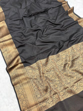 Load image into Gallery viewer, New Wedding Wear Black Color Soft Banarasi Silk Jacquared Zari Weaving Fancy Designer Saree