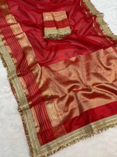 Load image into Gallery viewer, New Banarasi Tissue Silk Jacquard n Lace Work Fancy Designer Partywear Saree