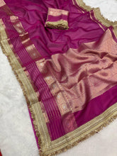 Load image into Gallery viewer, New Banarasi Tissue Silk Jacquard n Lace Work Fancy Designer Partywear Saree